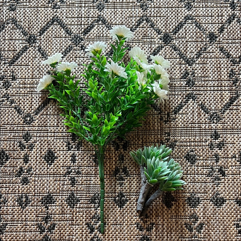 Artificial Green and White Floral Arrangement